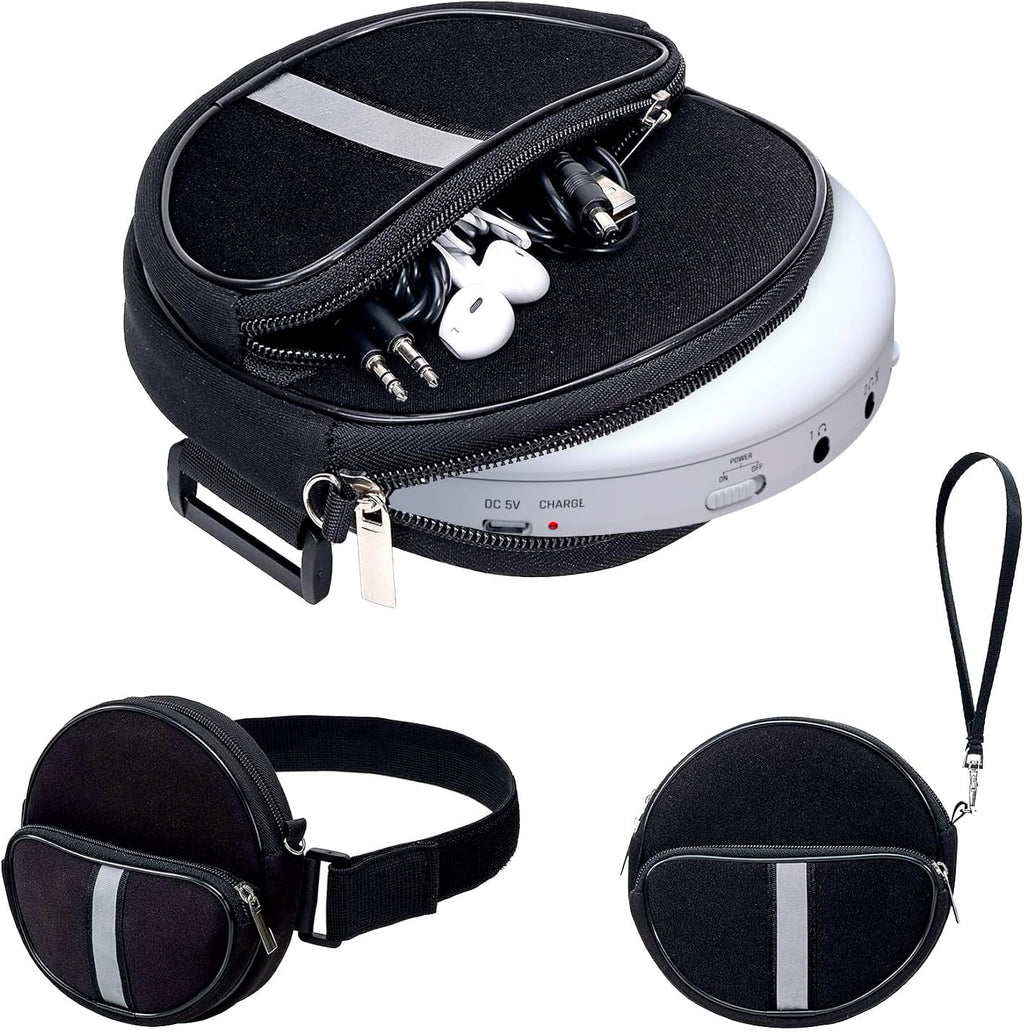 Portable CD Player Case, Waterproof Portable CD Player Carrying Case, Adjustable Strap, CD Player Suitcase with 3 Compartments