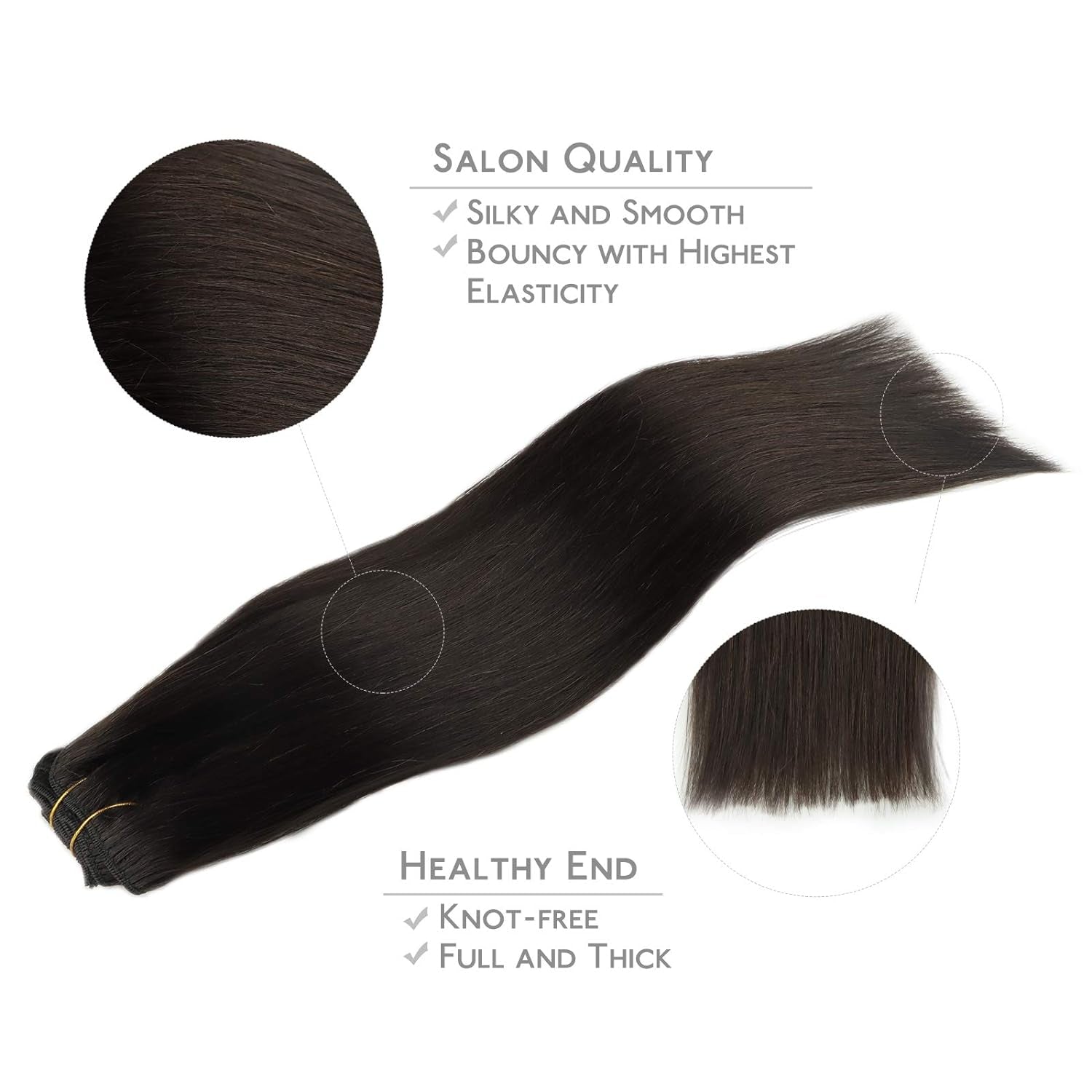 Clip in Hair Extensions Real Human Hair, 18 Inch 120G 7Pcs Human Hair Extensions Clip Ins, Dark Brown Coloured Remy Hair