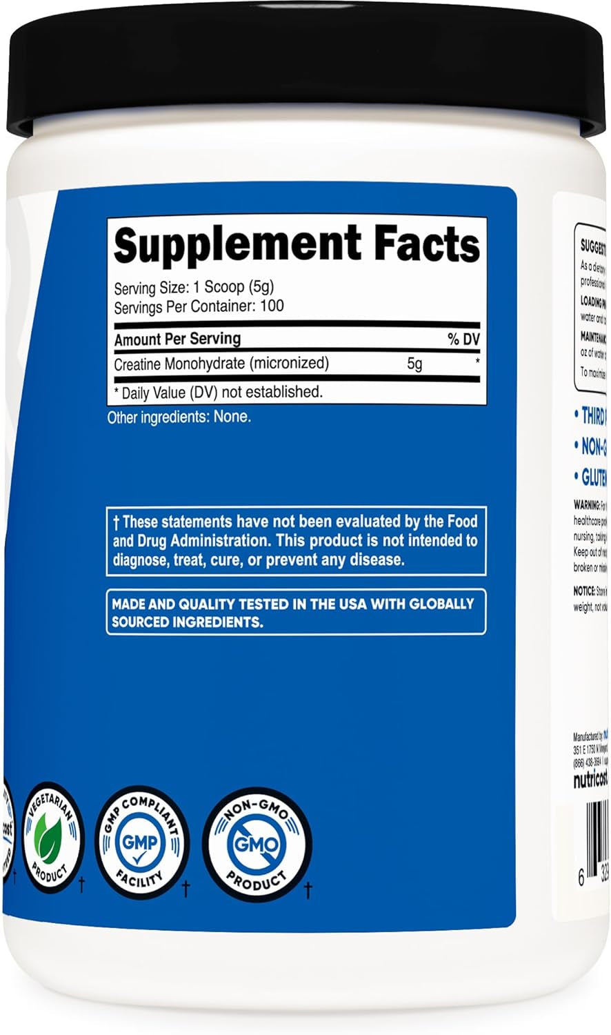 Creatine Monohydrate Micronized Powder 500G, 5000Mg per Serv (5G) - 100 Servings, 17.9 Oz