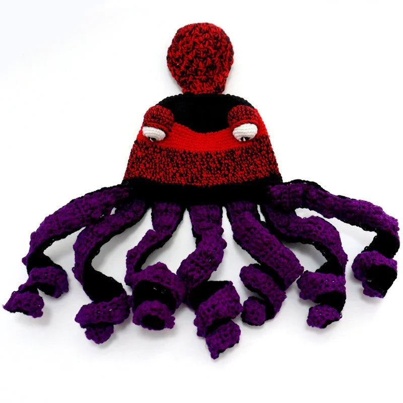 New Creative Hip Hop Funny Hand Knit Wool Hat Men Halloween Party Couples Beanie Caps Cartoon Octopus Tentacle Eyes Skull Cap