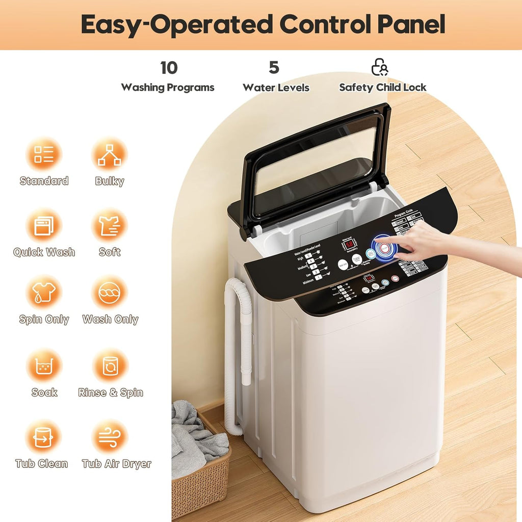 Portable Washer and Dryer Combo Set, 25 Lbs Fully Automatic Washing Machine, 10 Lbs Portable Dryers, Compact Washer and Dryer for Apartment, RV, Dorm