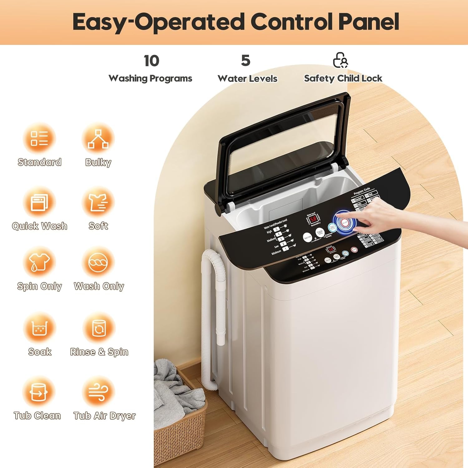 Portable Washer and Dryer Combo Set, 25 Lbs Fully Automatic Washing Machine, 10 Lbs Portable Dryers, Compact Washer and Dryer for Apartment, RV, Dorm