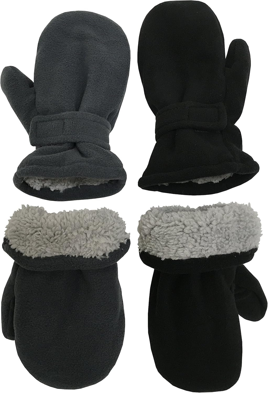 Baby Toddler Mittens Kids 2 Pairs Fleece Gloves Winter Warm Sherpa Lined