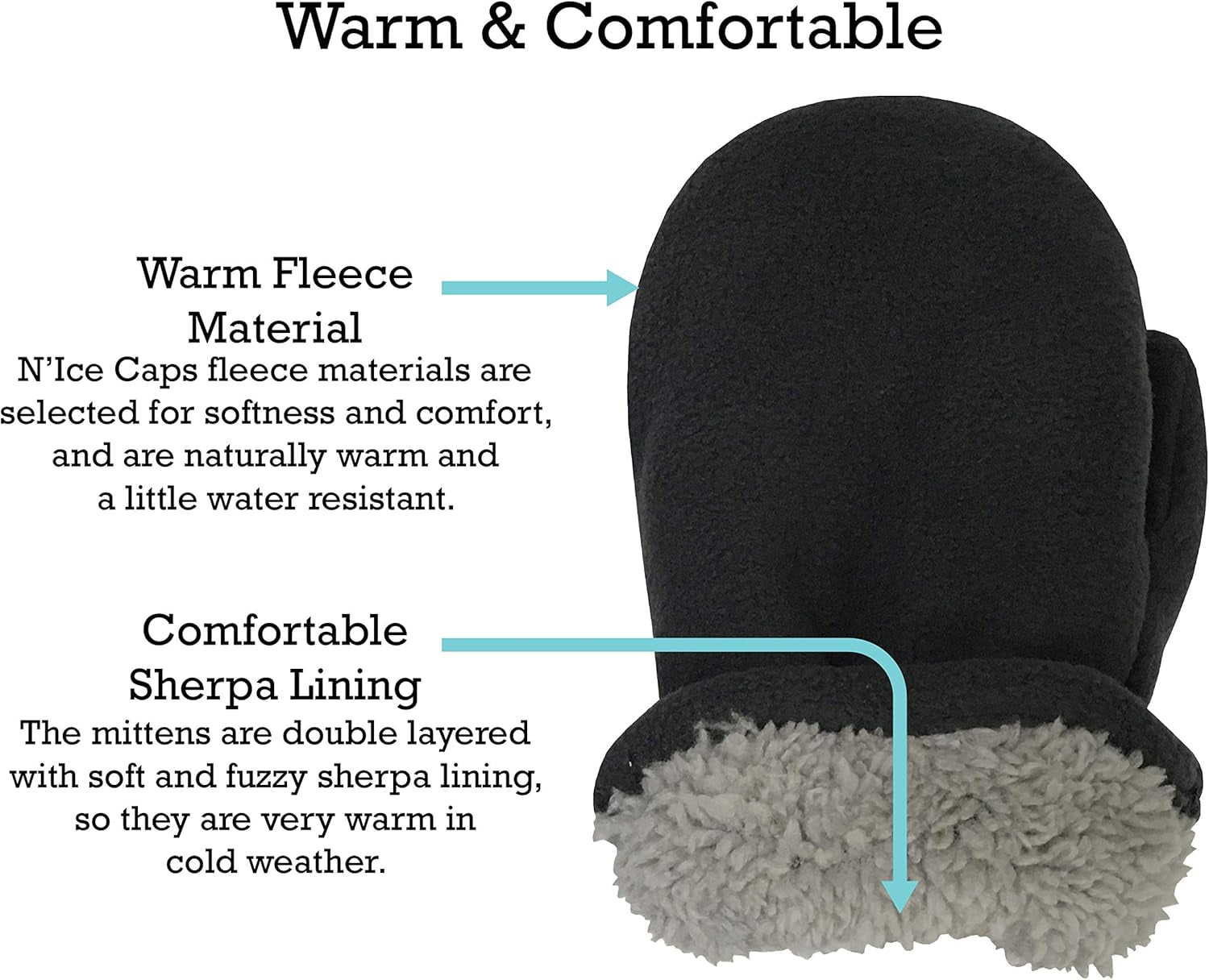 Baby Toddler Mittens Kids 2 Pairs Fleece Gloves Winter Warm Sherpa Lined