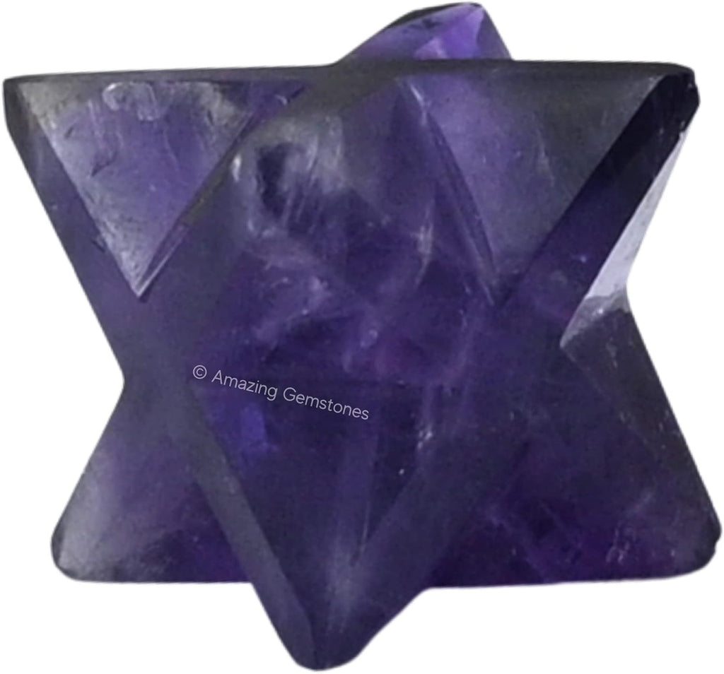 Amethyst Merkaba Crystal - 0.75 Inches Metaphysical Merkaba Star for Meditation - Energetic Tetrahedron Crystal and Healing Stones for Spiritual Growth and Healing (15-20Mm)
