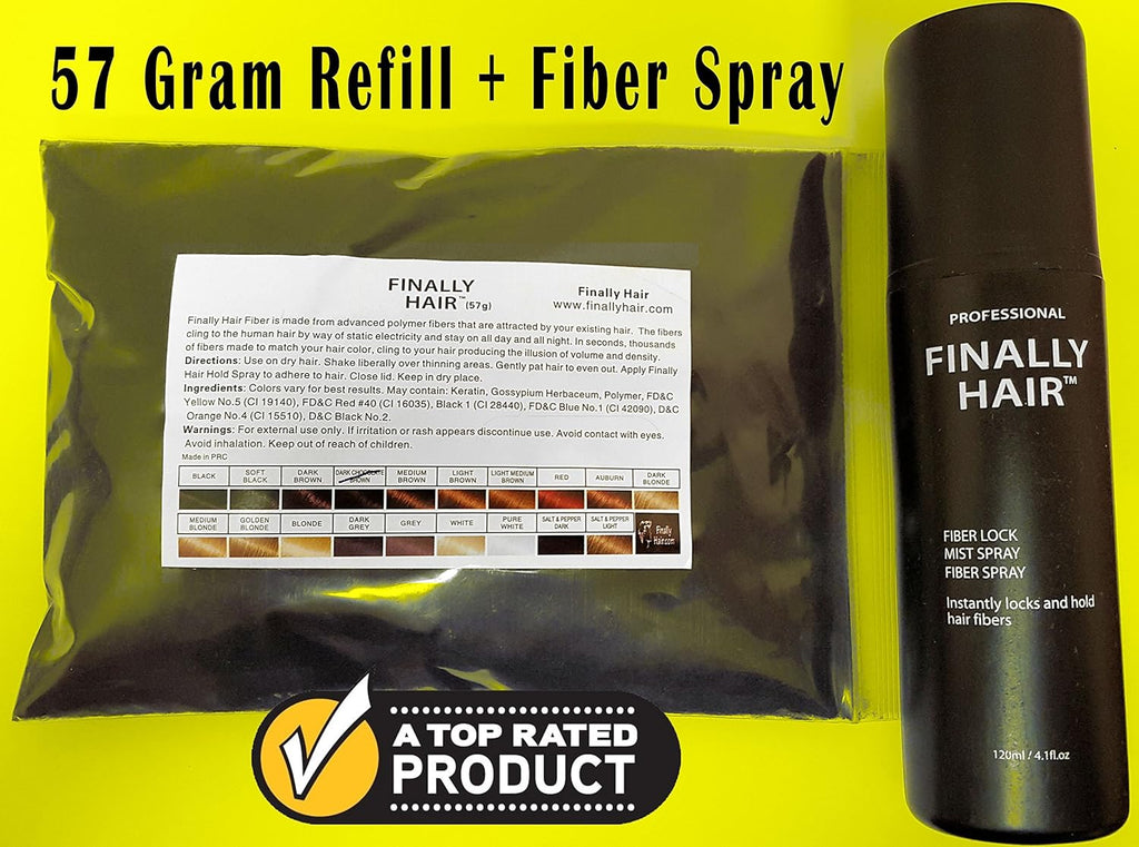Hair Building Fibers Auburn 50 Gram Refill plus 4.1 Oz. Strong Fiber Lock Spray - Refill Your Existing Bottle. Highest Grade Fiber by  (Auburn + Strong Spray)
