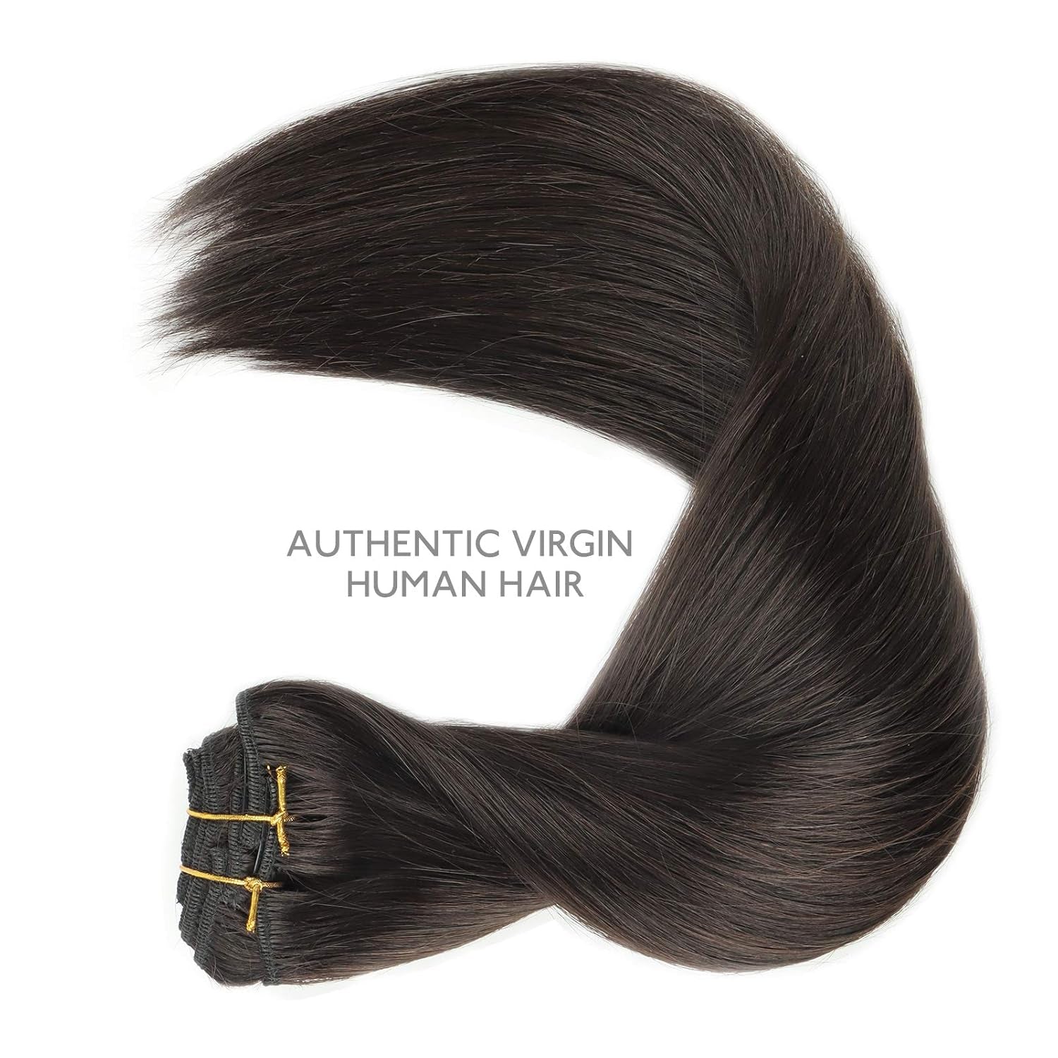 Clip in Hair Extensions Real Human Hair, 18 Inch 120G 7Pcs Human Hair Extensions Clip Ins, Dark Brown Coloured Remy Hair
