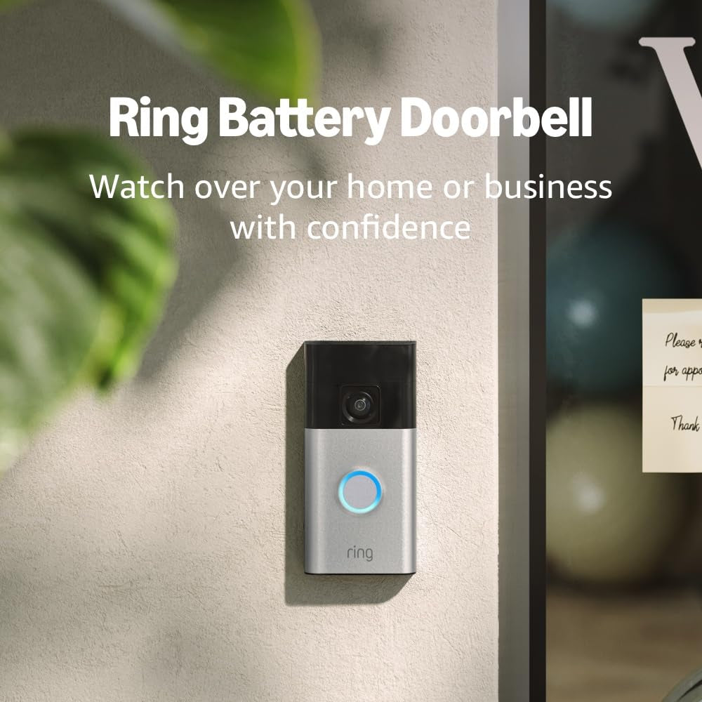 Battery Doorbell, Head-To-Toe Video, Live View with Two-Way Talk, and Motion Detection & Alerts (Newest Model), Satin Nickel