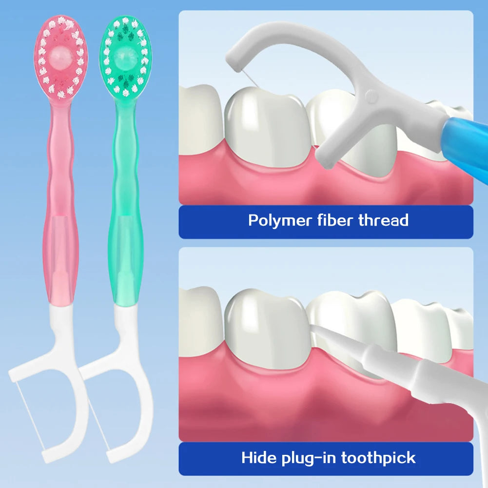 Disposable Mini Toothbrushes with Toothpaste Tongue Scraper Flosses Portable Soft All in 1 Toothbrush Kit for Personal-Hygiene