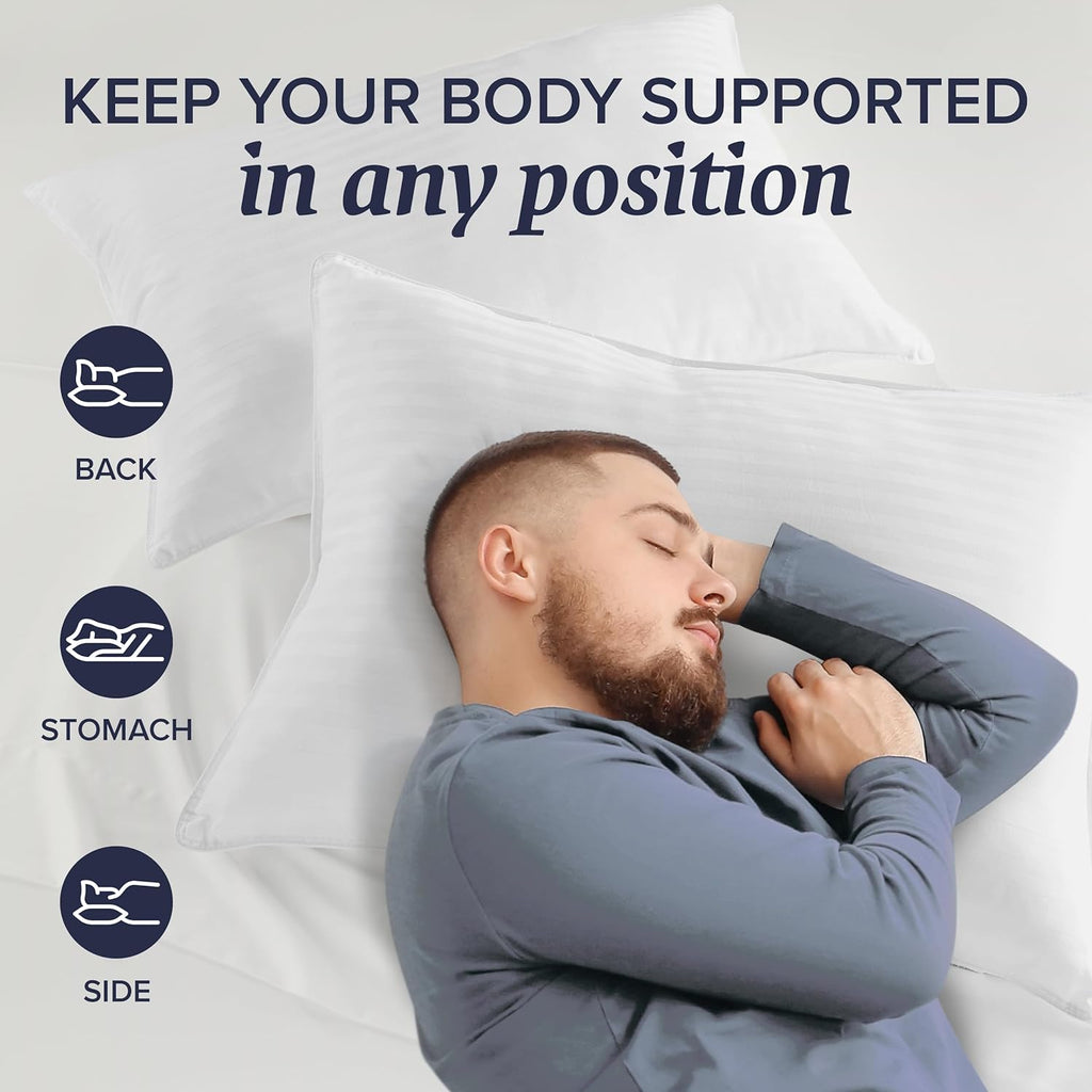 Bed Pillows Standard/Queen Size Set of 2 - Original down Alternative Pillow for Sleeping - Bedding for Back, Stomach or Side Sleepers