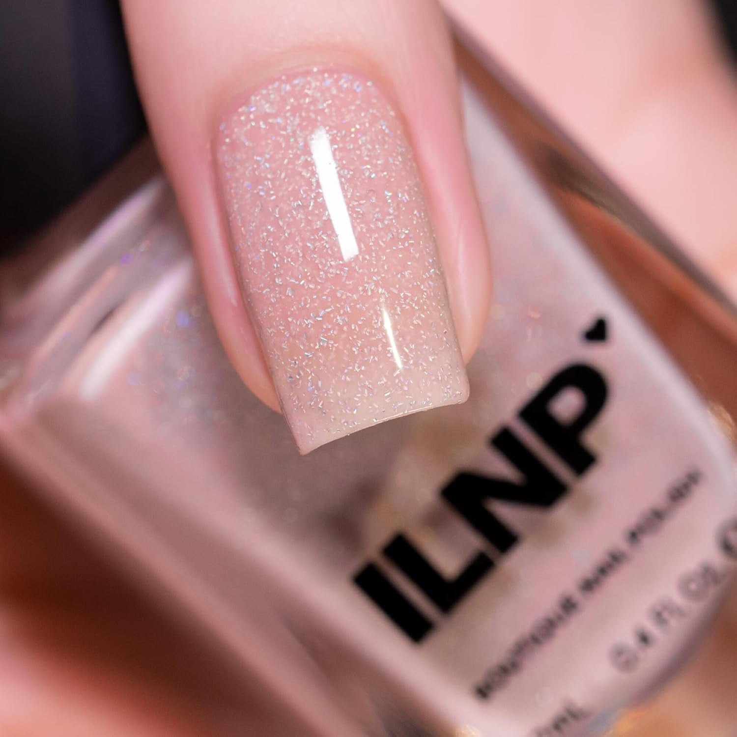 ILNP Birthday Suit - Cashmere Pink Holographic Nail Polish, Neutral Nude, Chip Resistant Manicure, Non-Toxic, Vegan, Cruelty Free, 12Ml