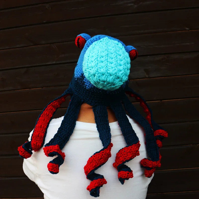 New Creative Hip Hop Funny Hand Knit Wool Hat Men Halloween Party Couples Beanie Caps Cartoon Octopus Tentacle Eyes Skull Cap