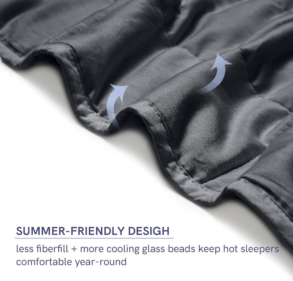 Exclusive 15Lbs Weighted Blanket, Bed Blanket for One Person of 140Lbs, Ideal for on Queen/King Bed (Dark Grey, 60"X80" 15Lbs)