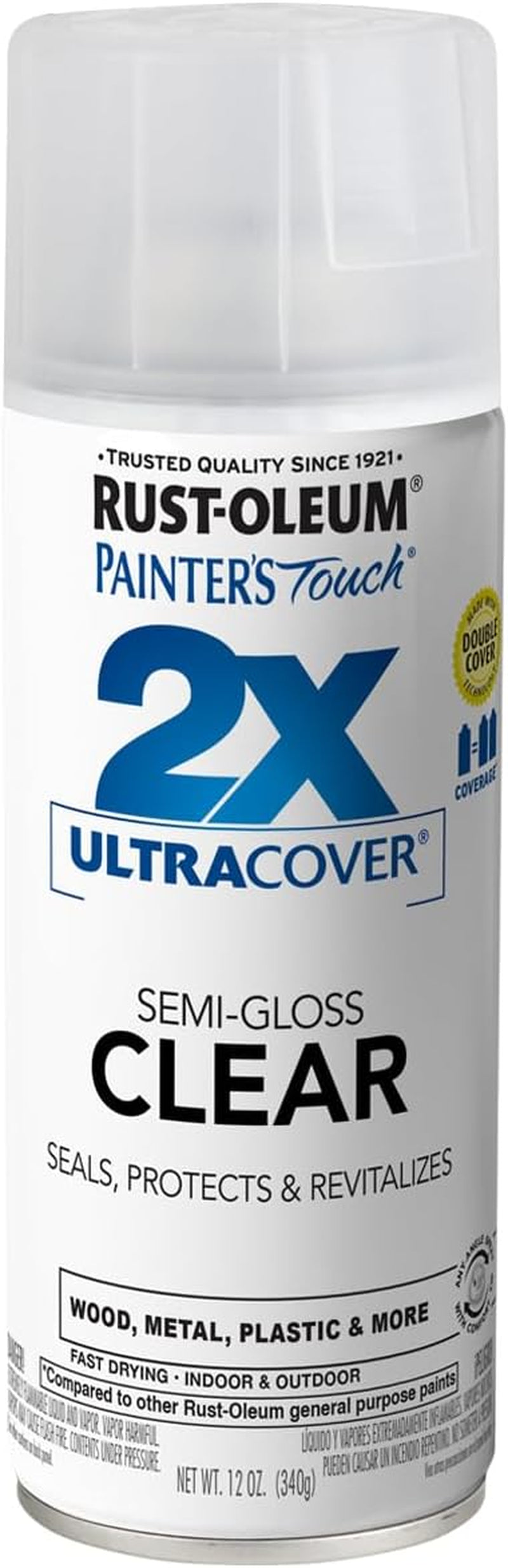 249859 Painter'S Touch 2X Ultra Cover Spray Paint, Semi-Gloss Clear , 12 Ounce (Pack of 1)