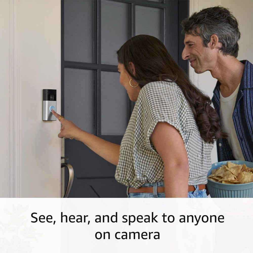 Battery Doorbell, Head-To-Toe Video, Live View with Two-Way Talk, and Motion Detection & Alerts (Newest Model), Satin Nickel
