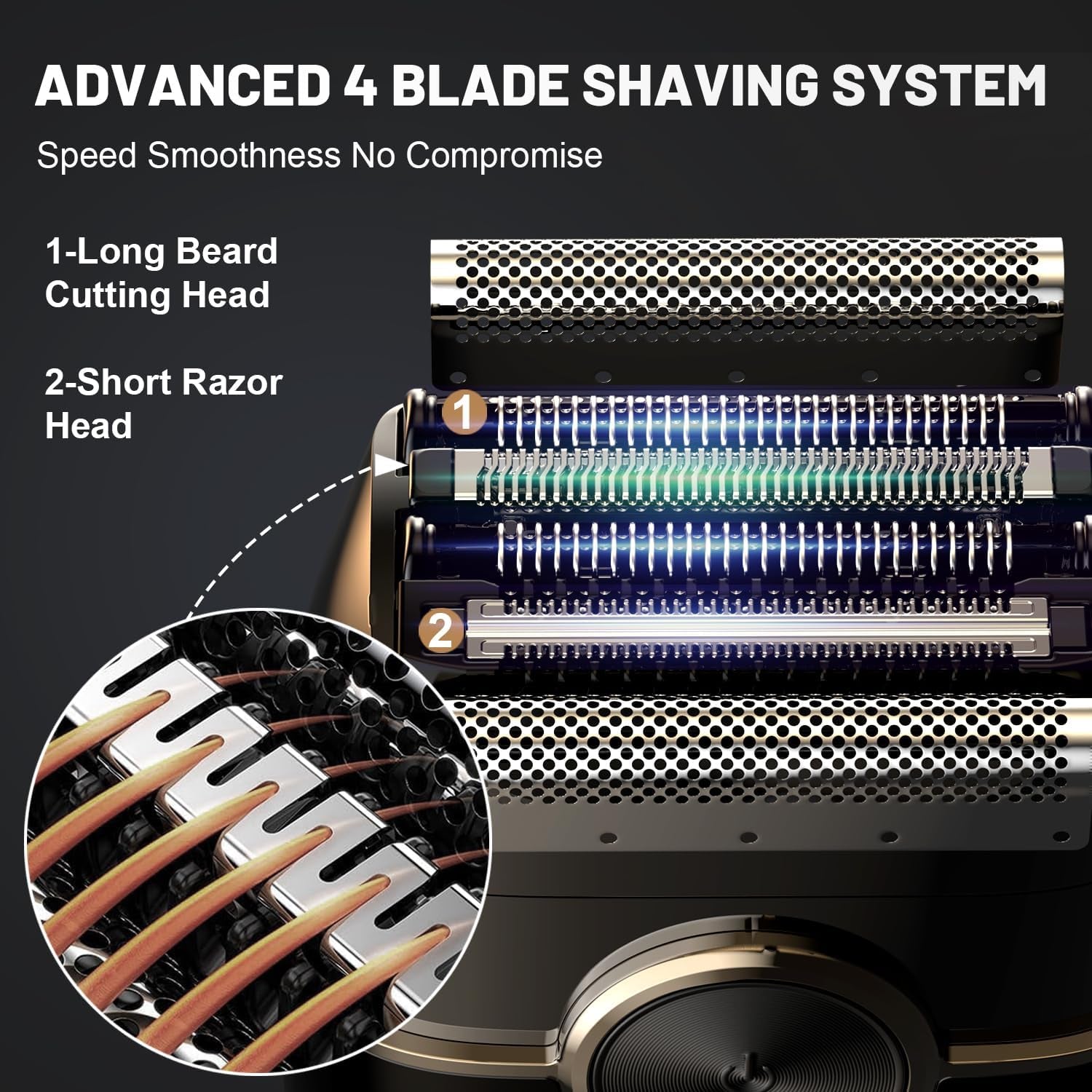 Electric Foil Shavers for Men: Upgraded Mini Electric Razor with 4 Floating Blades & Big LED Display - Foil Shaver for Men with 2 Gears Adjustable - Face Shaver with IPX7 Waterproof Wet/Dry,Usb Type C