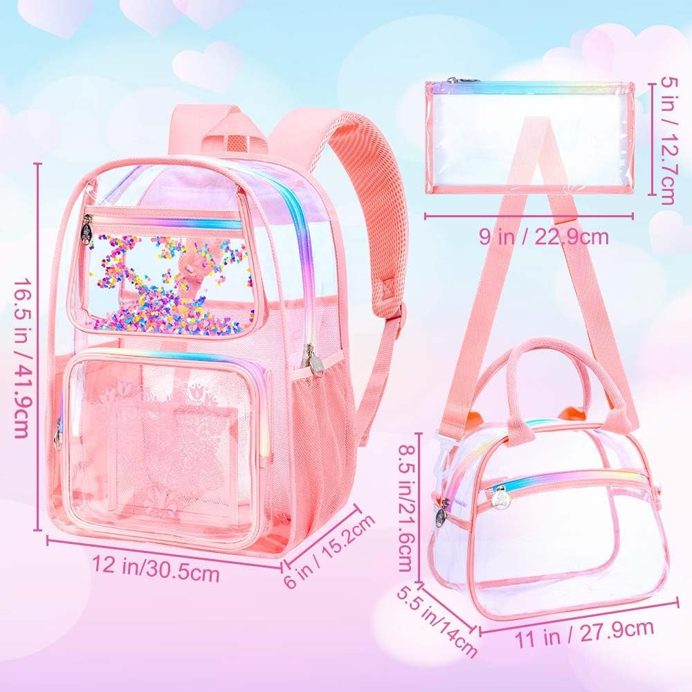 Clear Backpack, Heavy Duty Transparent Bookbag, See through Backpacks for Women Men