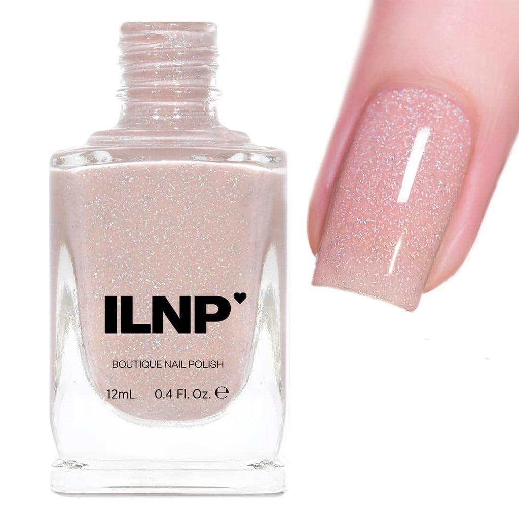 ILNP Birthday Suit - Cashmere Pink Holographic Nail Polish, Neutral Nude, Chip Resistant Manicure, Non-Toxic, Vegan, Cruelty Free, 12Ml