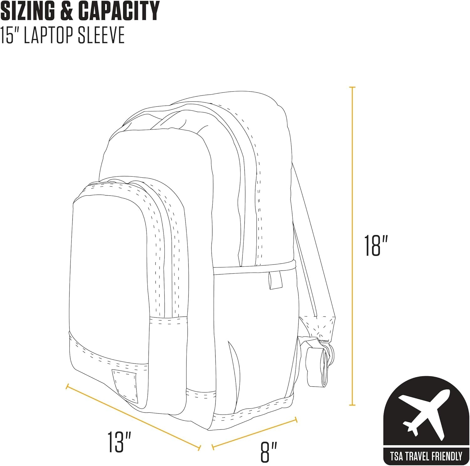 25L Classic Laptop Backpack, Durable Water-Resistant Pack W/ 15" Laptop Sleeve and Multiple Organizational Compartments, PFAS Free,  Brown