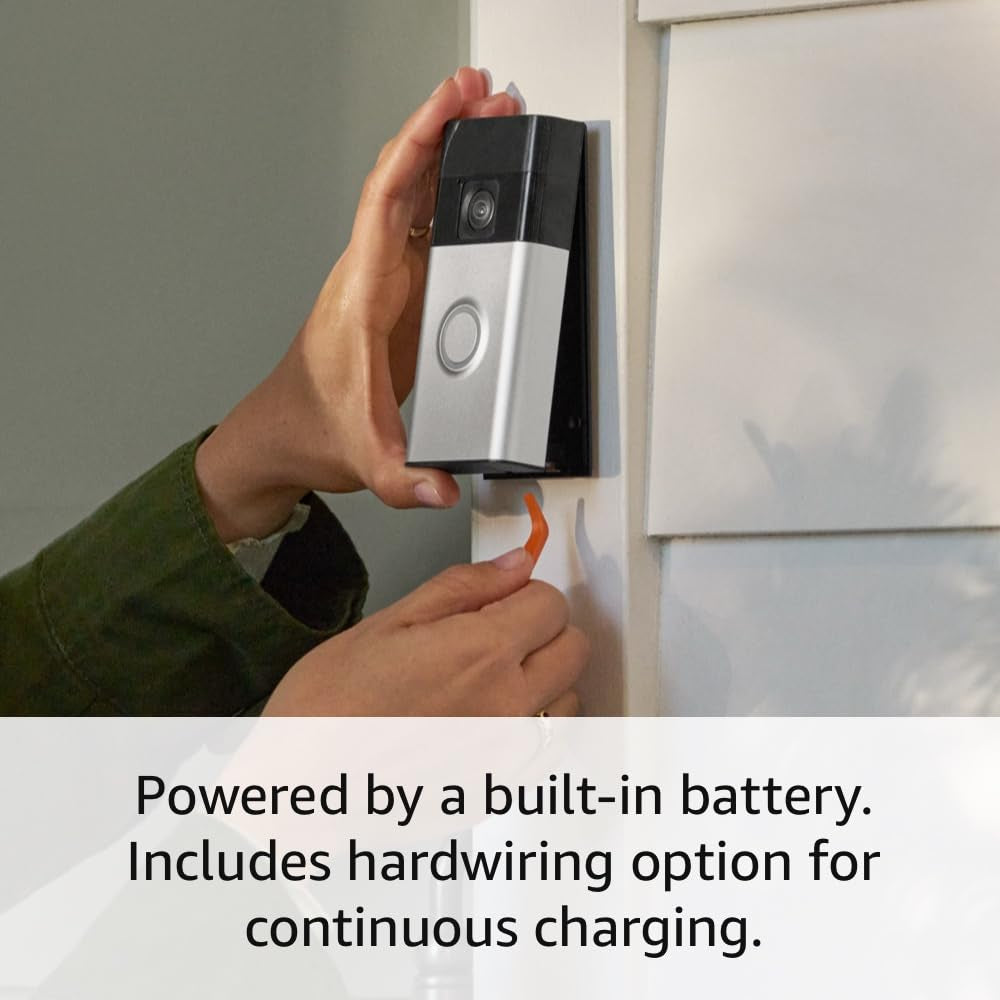 Battery Doorbell, Head-To-Toe Video, Live View with Two-Way Talk, and Motion Detection & Alerts (Newest Model), Satin Nickel