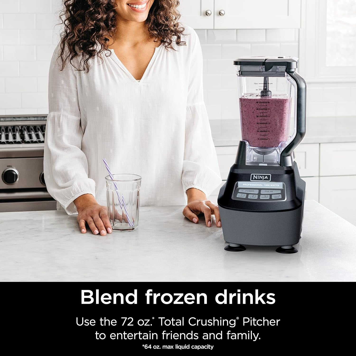 Blender, Food Processor, Blender For-Smoothies, Includes Pitcher, Smoothie Cup, and 8-Cup Bowl, Salsa, Dough, Shakes, Slush, and Frozen Drinks, Mega Kitchen System, 120 Volts, Black, BL770AMZ