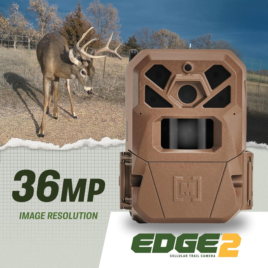 Edge 2 Cellular Trail Camera - Auto Connect Nationwide 4G LTE - on Demand 36MP Photo - 1080P Video with HD Audio - 100 Ft Detection Range - Low Glow Flash