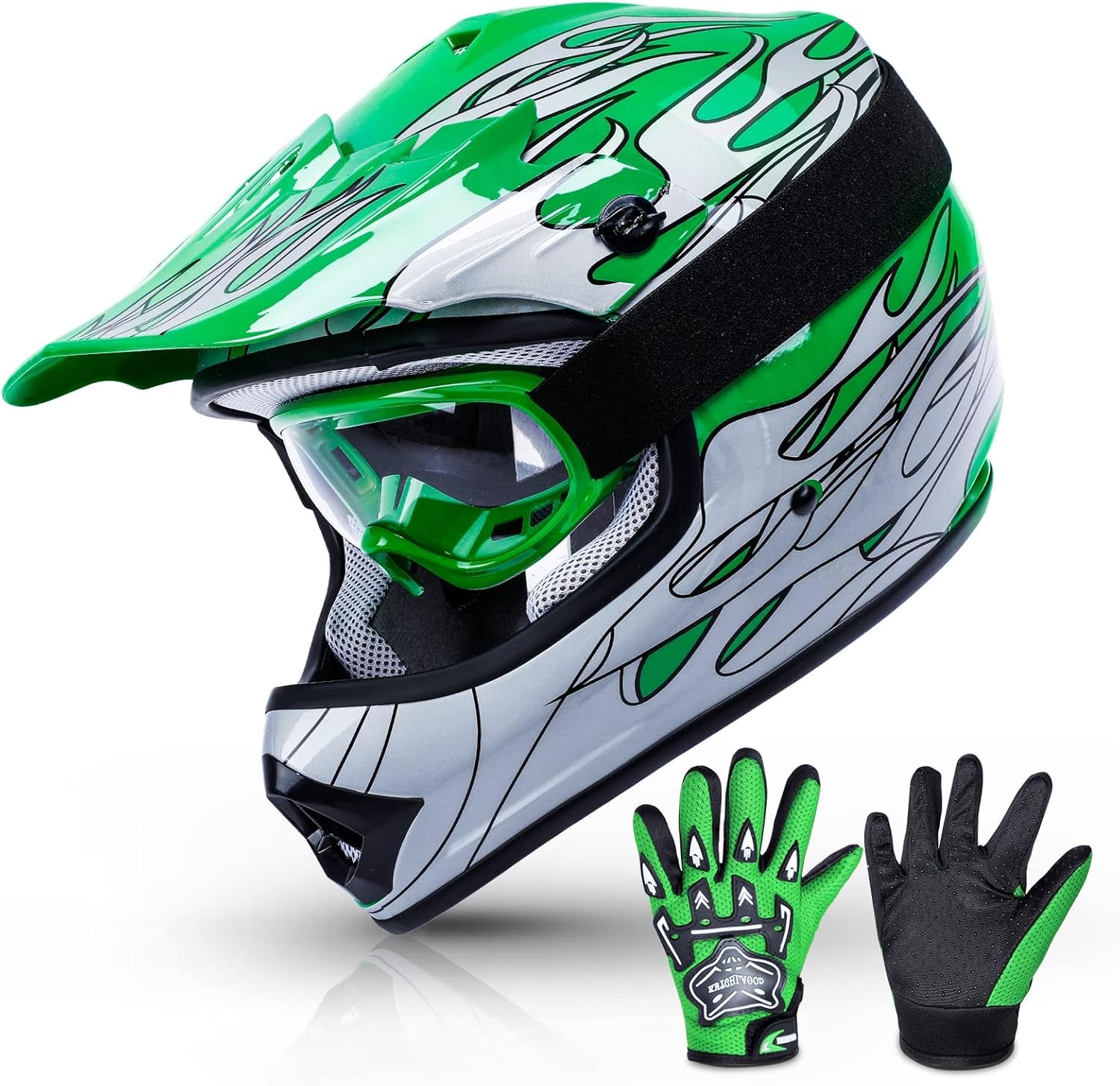 Youth Kids Helmet Motocross ATV Dirtbike BMX MX Offroad Full Face Motorcycle Helmet Gloves Goggles Dot Approved