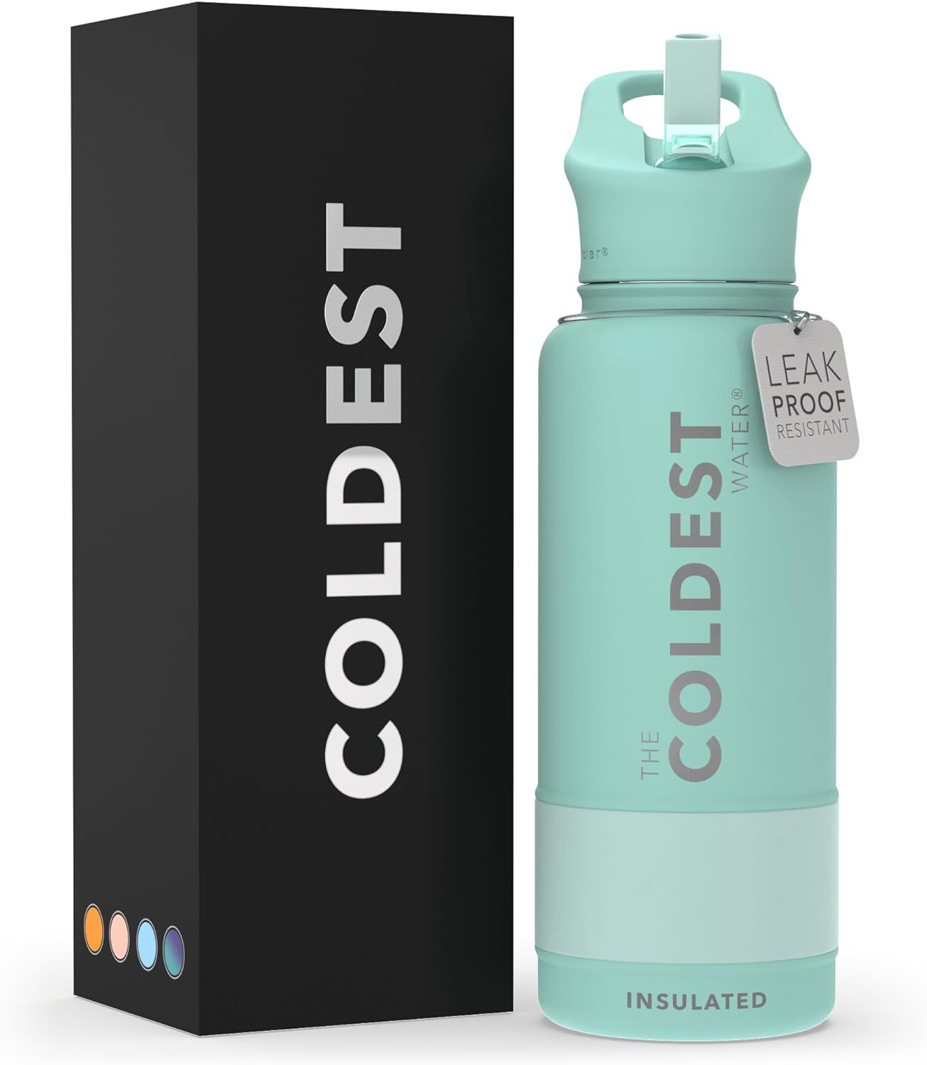 Coldest Insulated Water Bottle with Straw Lid - Stainless Steel Metal Thermos for Men & Women (Oceanic Green, 32 Oz)