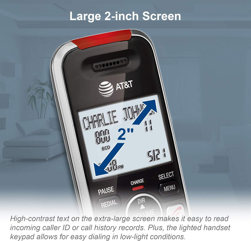 BL102-2 DECT 6.0 2-Handset Cordless Phone for Home with Answering Machine, Call Blocking, Caller ID Announcer, Audio Assist, Intercom, and Unsurpassed Range, Silver/Black