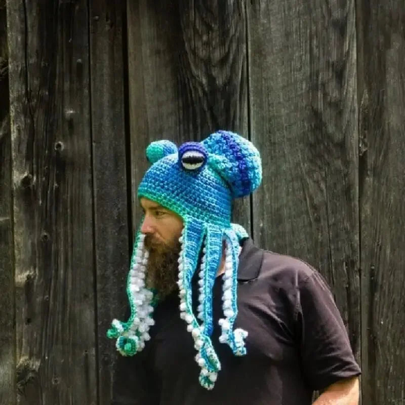 New Creative Hip Hop Funny Hand Knit Wool Hat Men Halloween Party Couples Beanie Caps Cartoon Octopus Tentacle Eyes Skull Cap