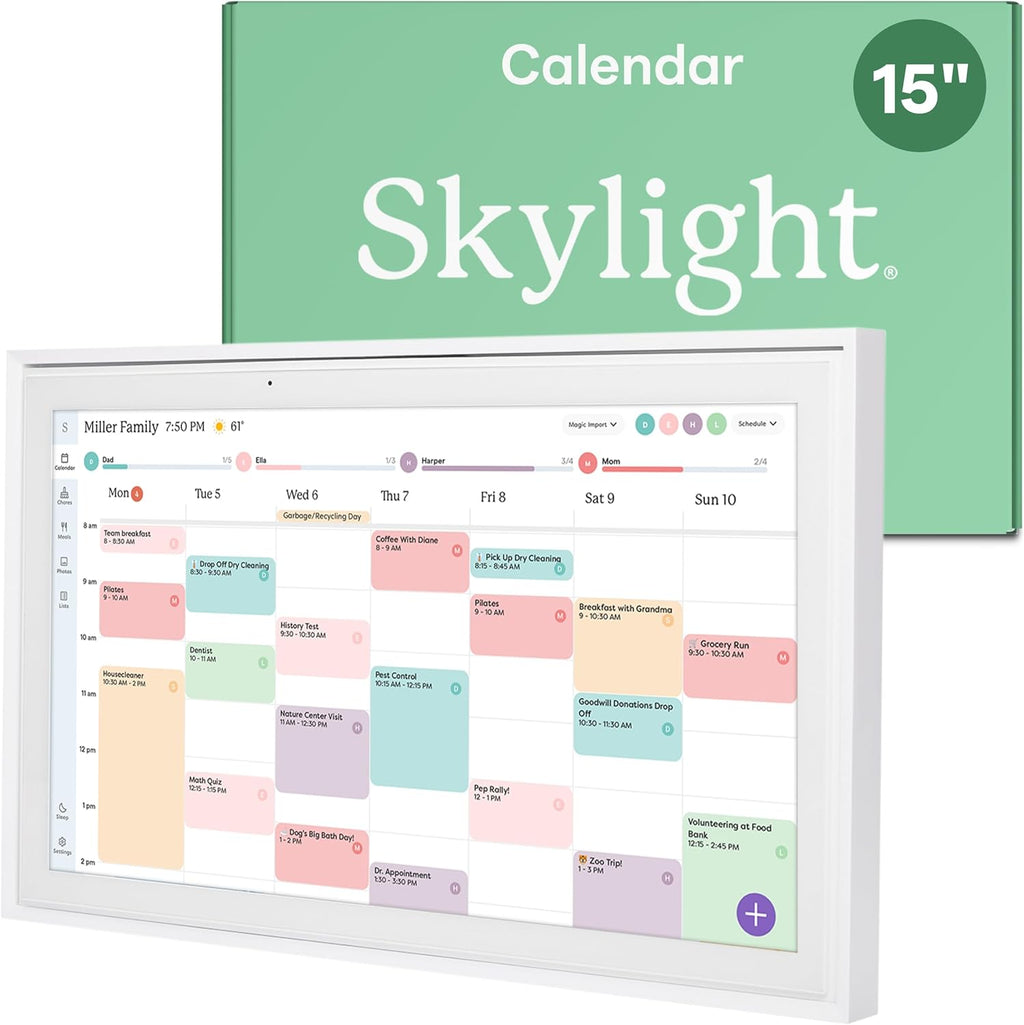 Calendar: 15-Inch Wall Planner Digital Calendar & Chore Chart, Smart Touchscreen Interactive Display for Family Schedules – Wall Mount Included, Great for Organizing Your 2025 Calendar
