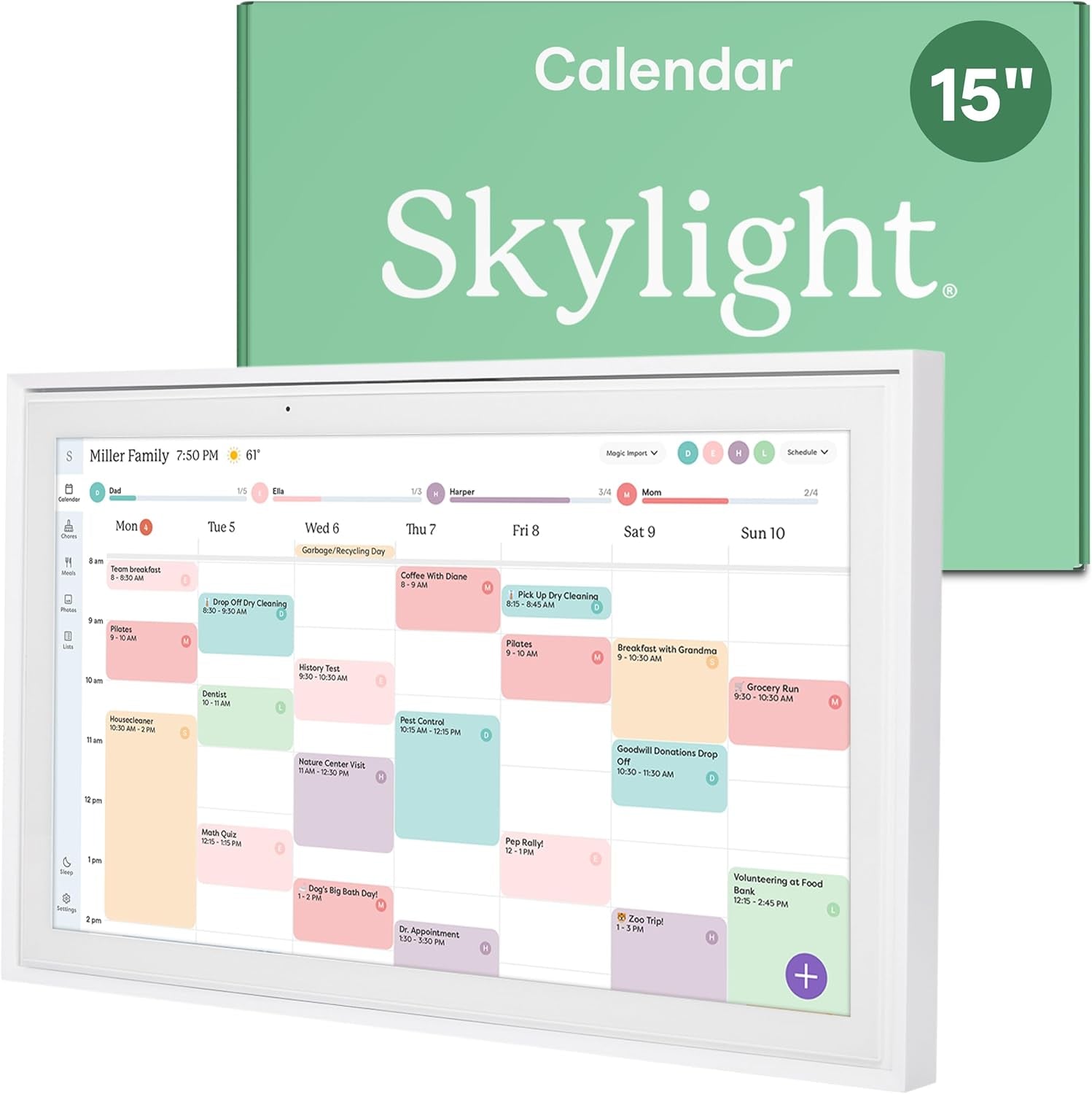 Calendar: 15-Inch Wall Planner Digital Calendar & Chore Chart, Smart Touchscreen Interactive Display for Family Schedules – Wall Mount Included, Great for Organizing Your 2025 Calendar