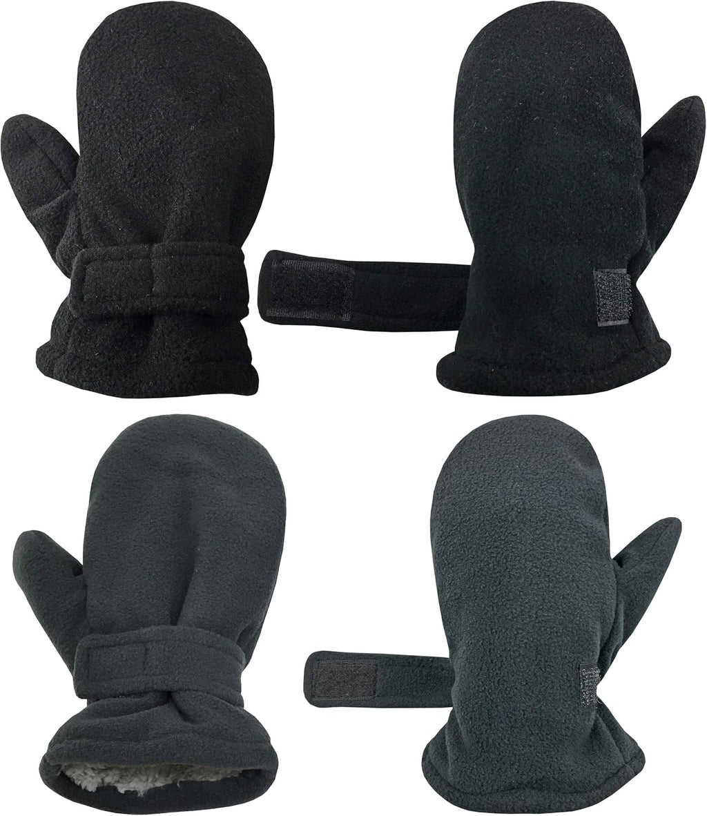 Baby Toddler Mittens Kids 2 Pairs Fleece Gloves Winter Warm Sherpa Lined