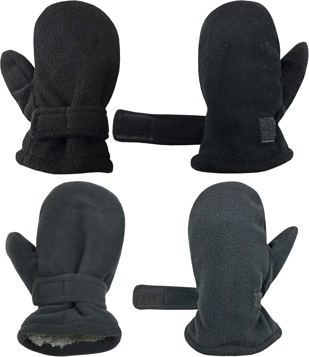 Baby Toddler Mittens Kids 2 Pairs Fleece Gloves Winter Warm Sherpa Lined