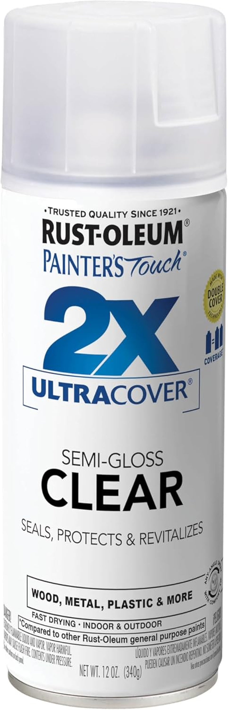 249859 Painter'S Touch 2X Ultra Cover Spray Paint, Semi-Gloss Clear , 12 Ounce (Pack of 1)