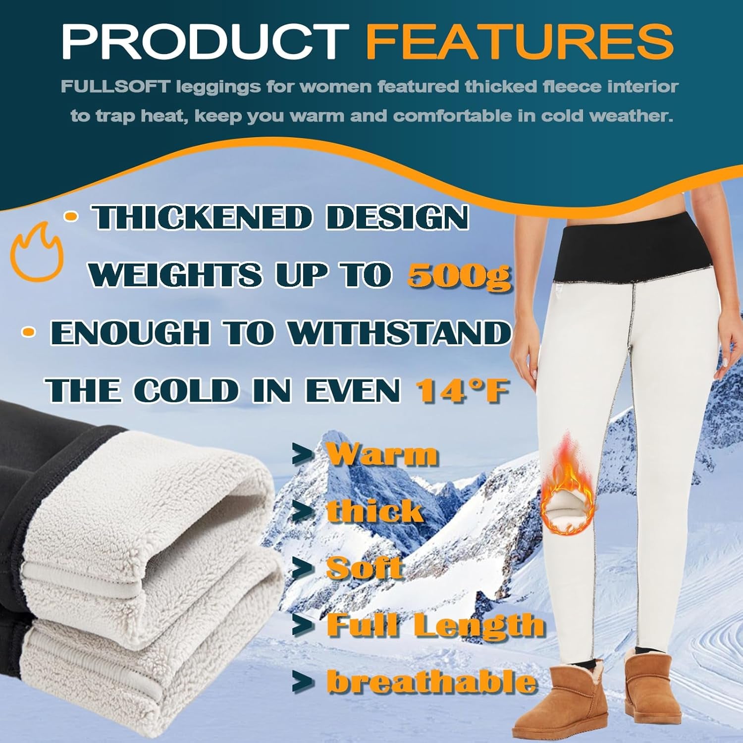 Women's High-Waisted Thick Fleece-Lined Thermal Leggings for Winter Yoga and Workout with Tummy Control