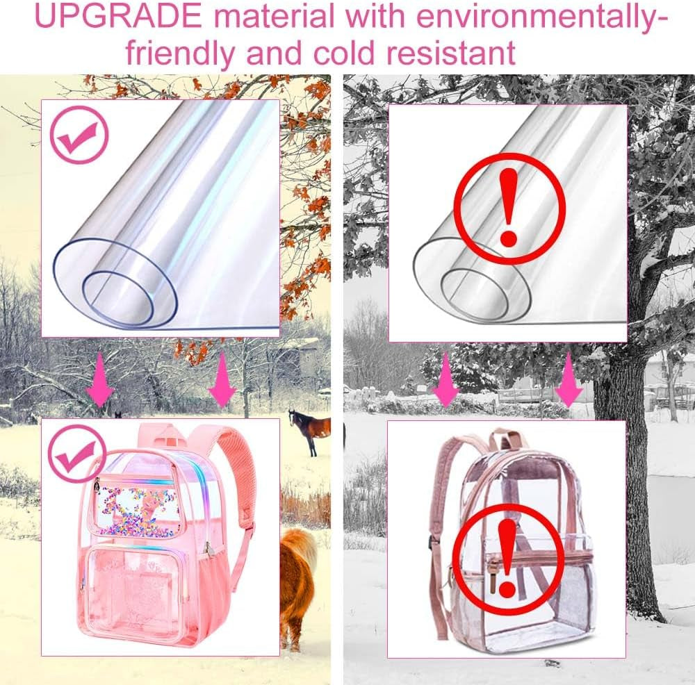 Clear Backpack, Heavy Duty Transparent Bookbag, See through Backpacks for Women Men