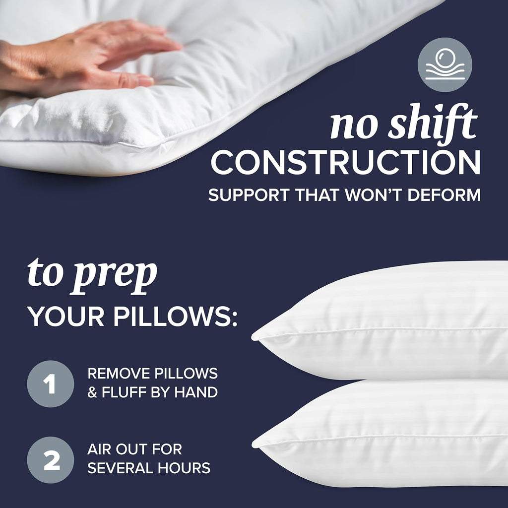 Bed Pillows Standard/Queen Size Set of 2 - Original down Alternative Pillow for Sleeping - Bedding for Back, Stomach or Side Sleepers