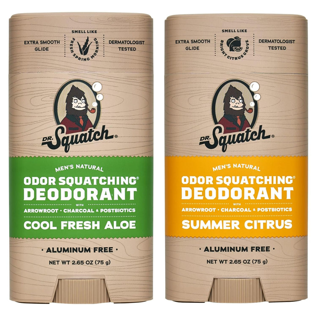Natural Deodorant for Men - Odor-Squatching Aluminum Free - Summer Citrus & Cool Fresh Aloe (2.65 Oz, 2-Pack)