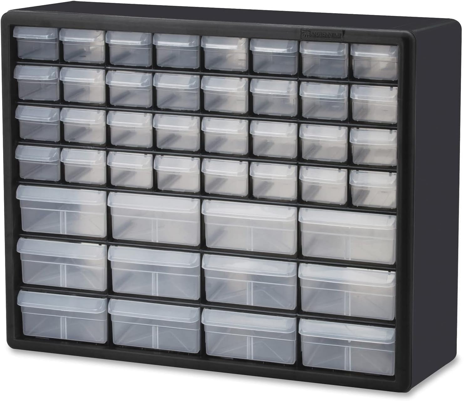 44-Drawer Plastic Drawer Storage Cabinet for Garage Organization, Bead Organizer, Building Bricks Storage, Teacher Toolbox, Makeup Organizer, 20-Inch W X 6-Inch D X 16-Inch H, 10144 Black