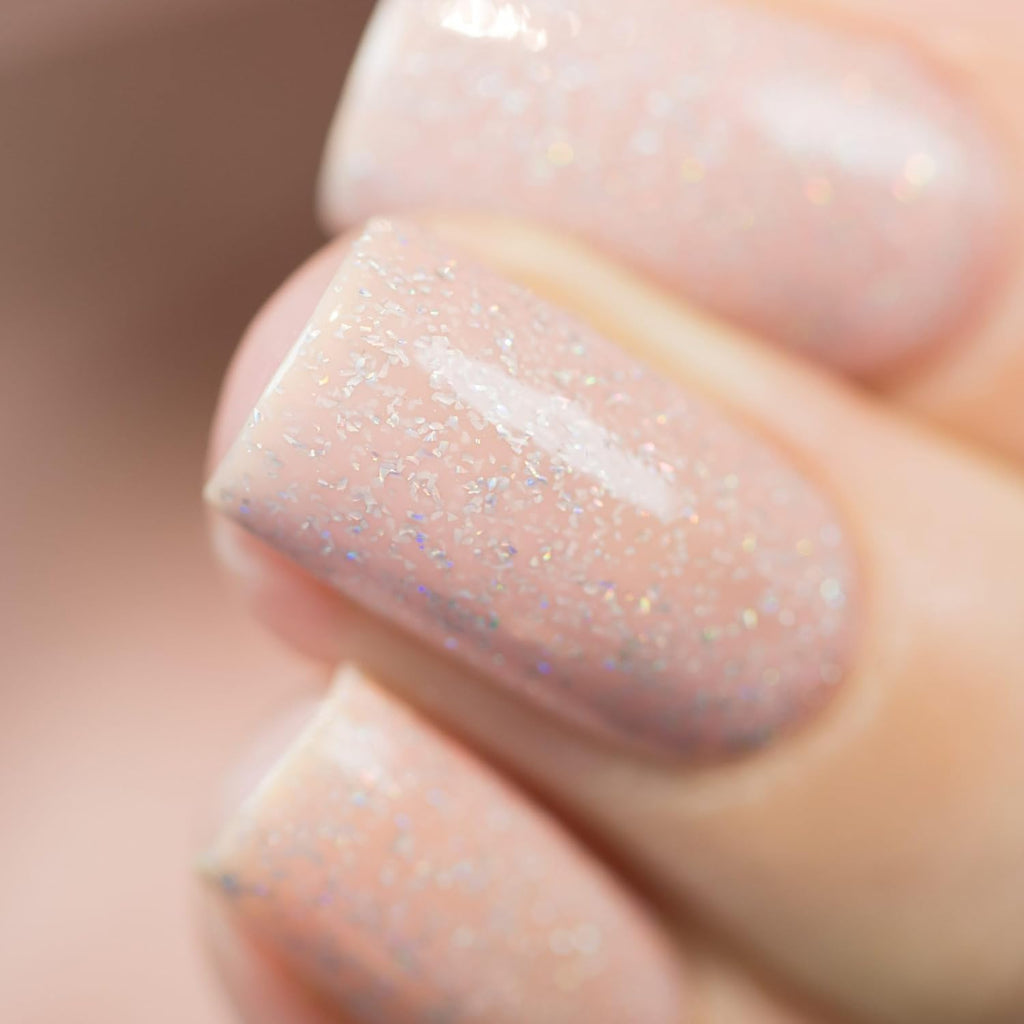 ILNP Birthday Suit - Cashmere Pink Holographic Nail Polish, Neutral Nude, Chip Resistant Manicure, Non-Toxic, Vegan, Cruelty Free, 12Ml