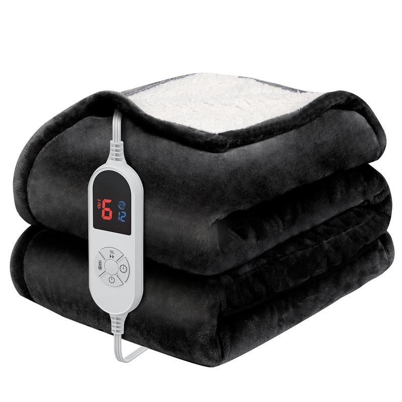VUSIGN Heated Blanket Electric Throw, Full Body Electric Blanket - 6 Heat Levels, 4/10 Auto-Off, Flannel Sherpa, Machine Washable, Gift for Winter, Cozy Night, Home Use, Valentine'S Day Gift, Christmas Gift