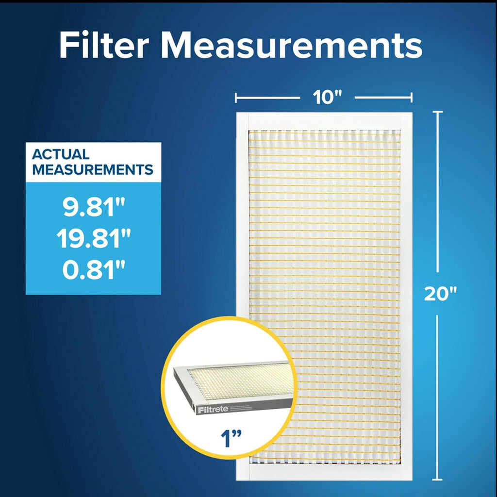 10X20X1 Air Filter, MPR 300, MERV 5, Clean Living Basic Dust 3-Month Pleated 1-Inch Air Filters, 6 Filters