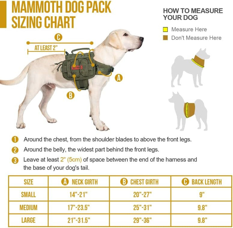 Dog Backpack for Hiking Nylon Dog Harness Backpack with Side Pockets for Large Dog with 17"-23.5" Neck Girth and 25"-31" Chest Girth (Green, Medium)