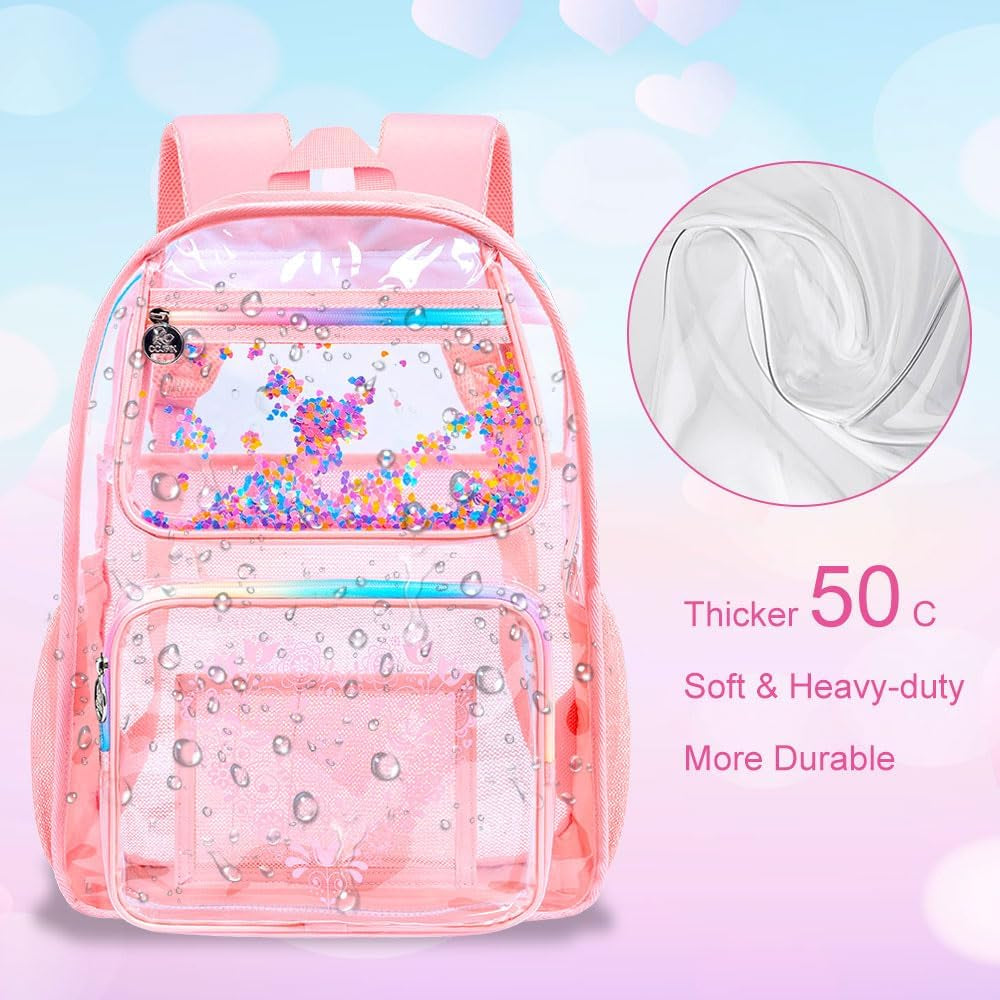 Clear Backpack, Heavy Duty Transparent Bookbag, See through Backpacks for Women Men