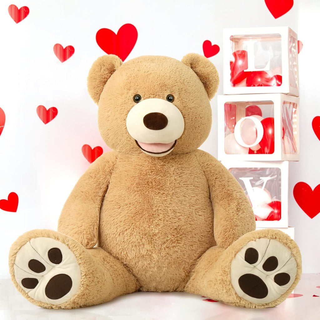 Smile Giant Teddy Bear, 51Inch Large Stuffed Bears with Big Footprints, Big Stuffed Animals Cuddly Plush Gifts for Girlfriends, Boyfriend, Brown
