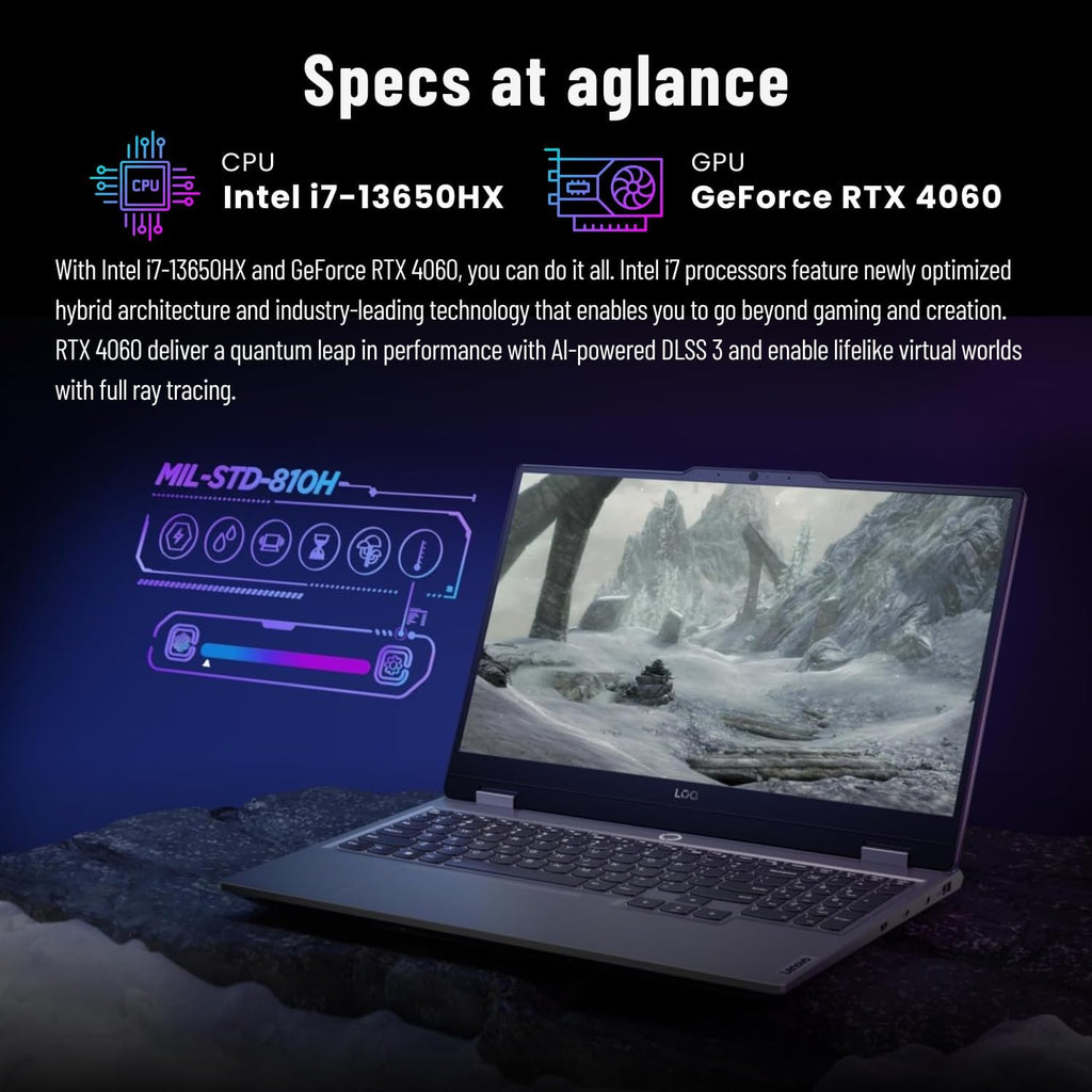 LOQ I7 Premium Gaming Laptop, 15.6" FHD 144Hz, I7-13650Hx (Beats I9-12900H), Geforce RTX 4060 (Boost Clock 2370Mhz), 32GB DDR5 RAM, 1TB SSD, Backlit KB, RJ-45, Wi-Fi 6, Windows 11 Pro, Grey