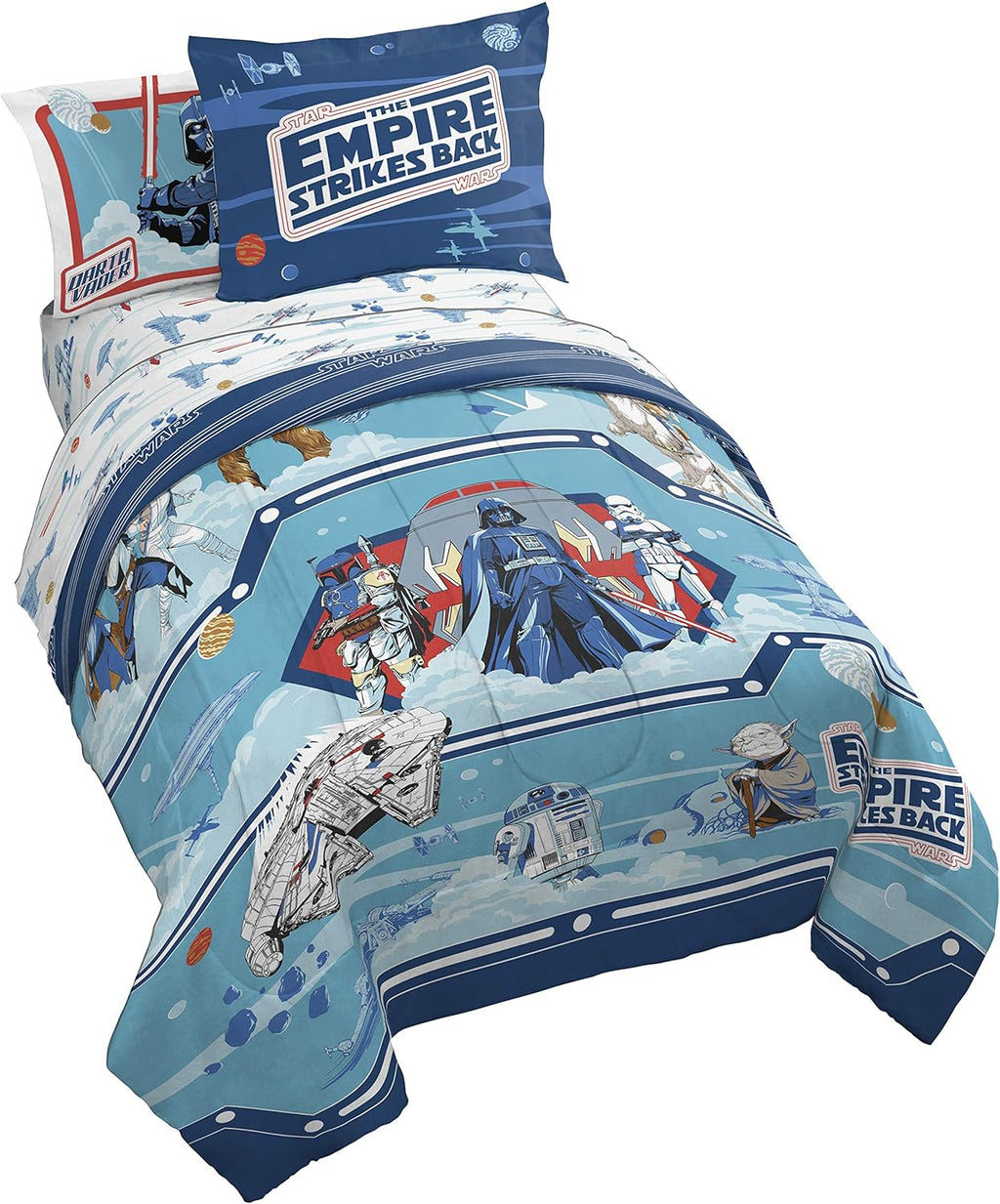 Star Wars Empire Strikes Back 4 Piece Full Bed Set - Includes Reversible Comforter & Sheet Set - Super Soft Fade Resistant Microfiber