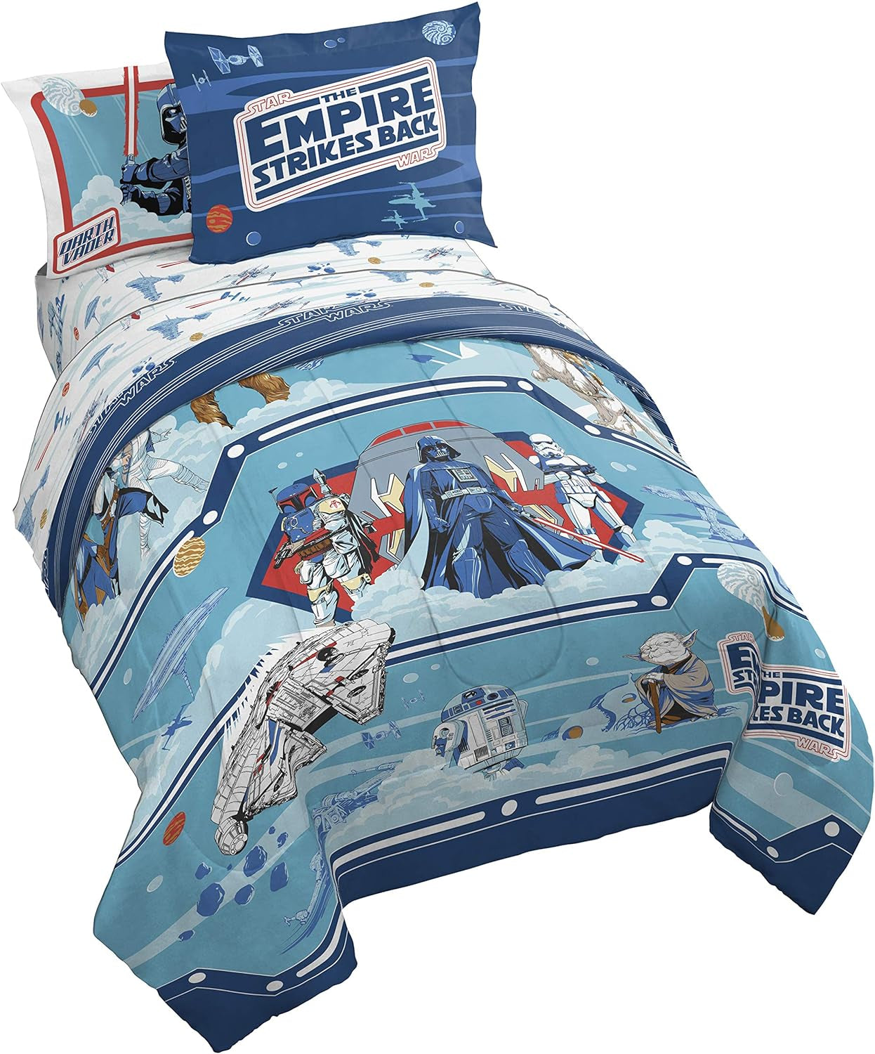 Star Wars Empire Strikes Back 4 Piece Full Bed Set - Includes Reversible Comforter & Sheet Set - Super Soft Fade Resistant Microfiber