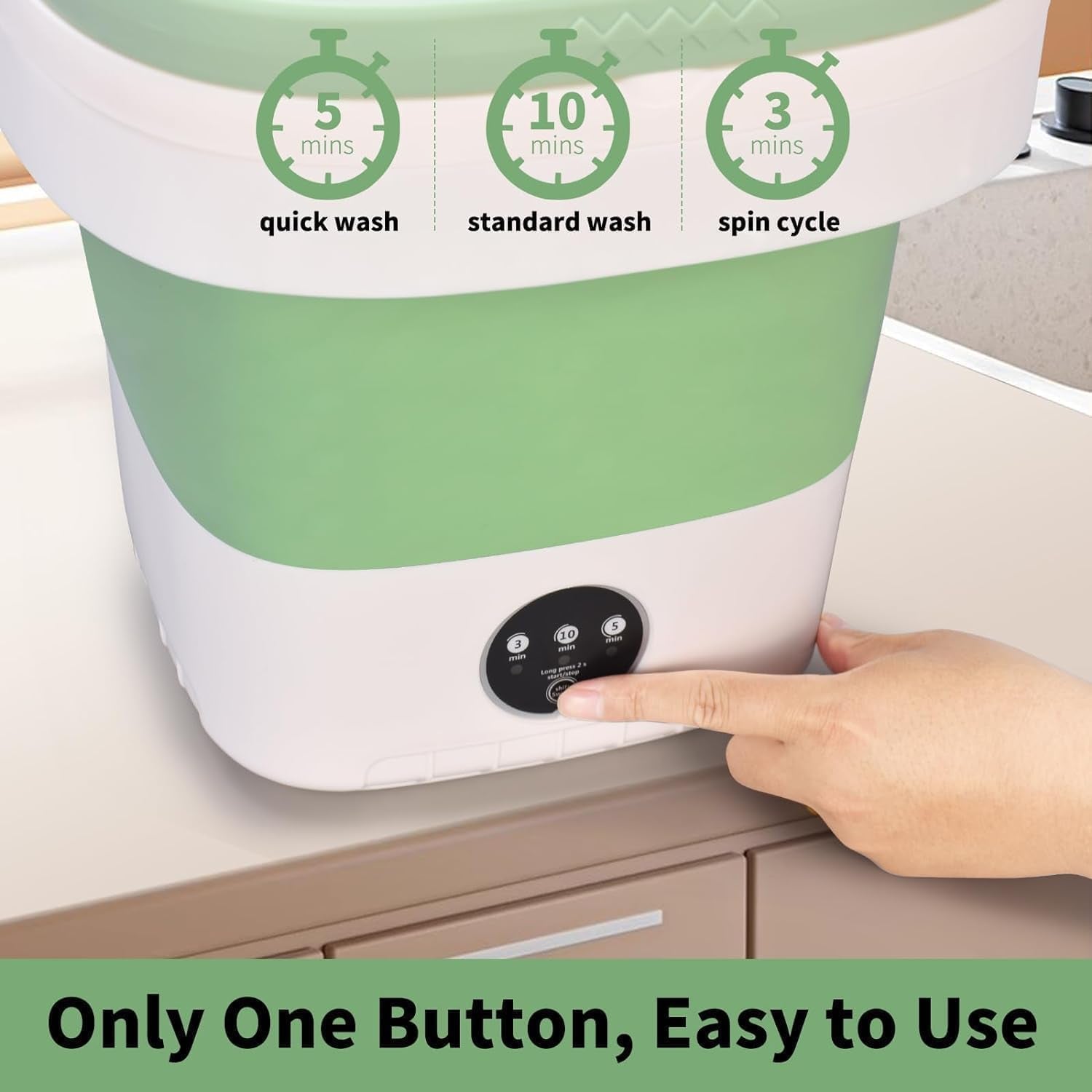 Portable Washing Machine, 16L Upgraded Mini Washer with Spin Basket Laundry Machine, 3 Cleaning Modes Suitable for Small Clothes, Foldable Design Ideal for Apartment, Home and Hotel